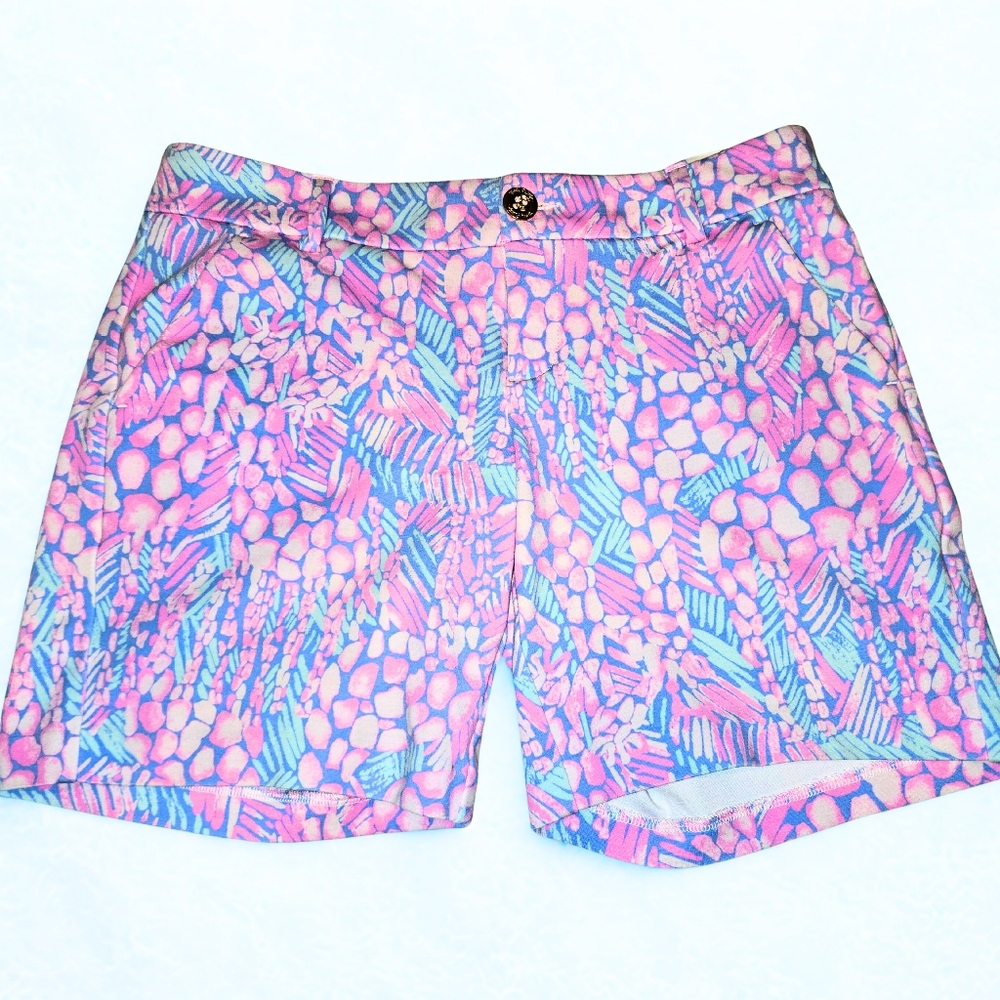 Lilly Pulitzer Pink, Lilac and Blue Patterned Women's Shorts_ Sz 2